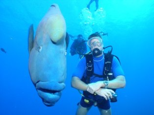 Greg Hamman and Wally off Bora Bora